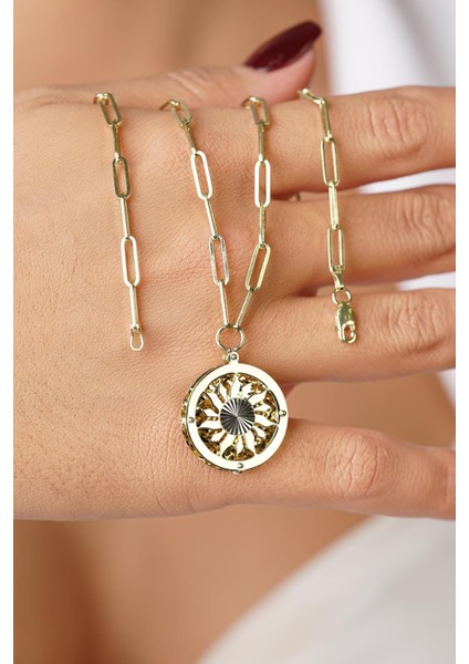 14 Ayar Altın Ataç Zincirli Güneş Kolye