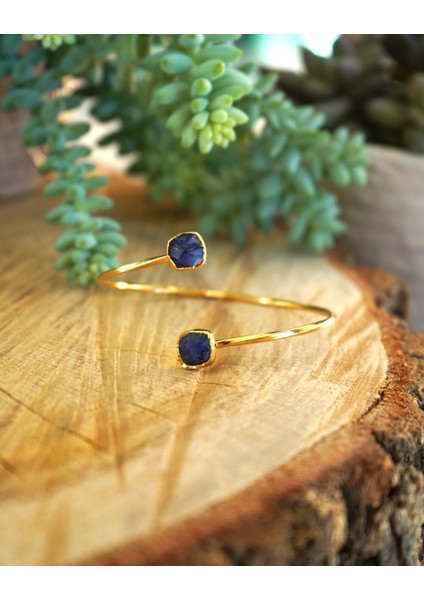 Doğal Taş Mavi Akik Ayarlanabilir Helen Bileklik