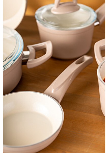 Crystal 11 Parça Tencere Seti Rosegold Seramik Kaplama 26 cm Ebatlı Şık Tasarım