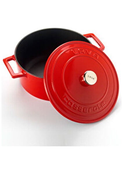 Döküm Kırmızı 22 Cm Derin Tencere Emaye Kaplama ile Şık Tasarım Sunuyor fiyatları