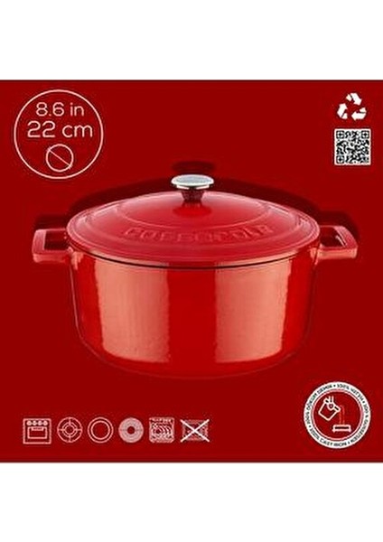 Döküm Kırmızı 22 Cm Derin Tencere Emaye Kaplama ile Şık Tasarım Sunuyor fırsatları