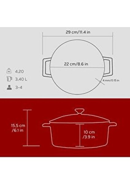 Döküm Kırmızı 22 Cm Derin Tencere Emaye Kaplama ile Şık Tasarım Sunuyor indirimleri