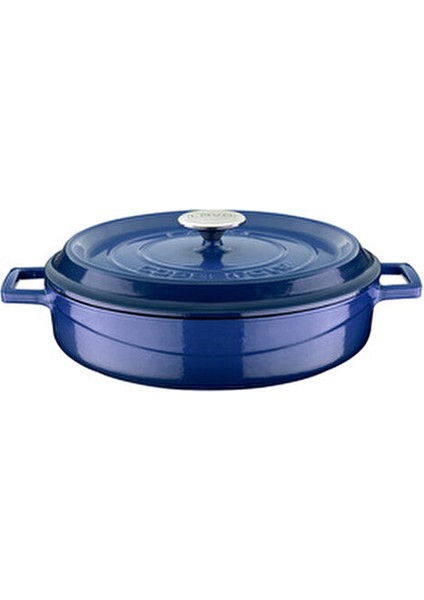 Döküm Çok Amaçlı Yayvan Tencere 28 cm Mavi 3 Kat Emaye Kaplama ile Dayanıklı Kullanım fiyatları
