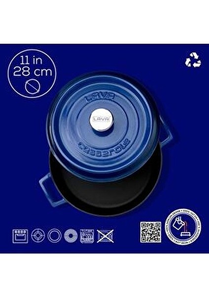 Döküm Çok Amaçlı Yayvan Tencere 28 cm Mavi 3 Kat Emaye Kaplama ile Dayanıklı Kullanım indirimleri