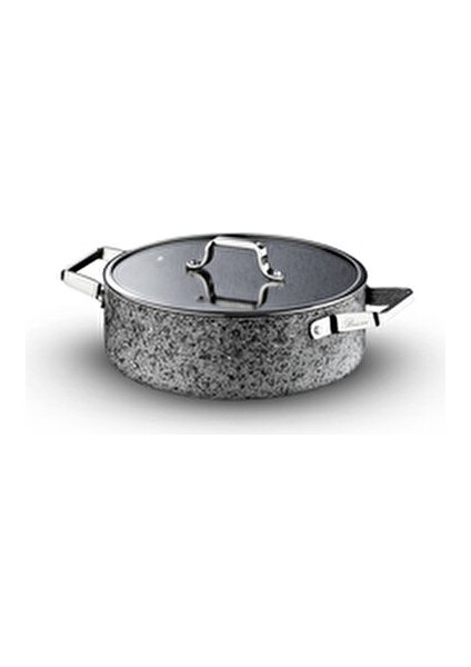Stone-Age 26 cm Granit Çizilmez Yanmaz Yapışmaz Basık Tencere PEEK Kaplama