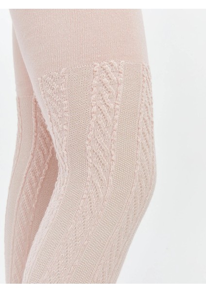 Kız Çocuk Dokulu Pamuklu Pembe Külotlu Çorap modelleri