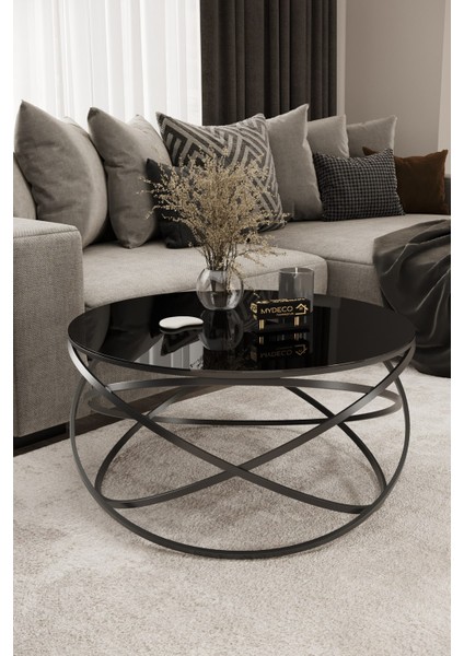 Gezegen Orta Sehpa Siyah Ayak Siyah Ayna