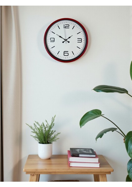 Zentime 36 cm Kırmızı Dekoratif Duvar Saati