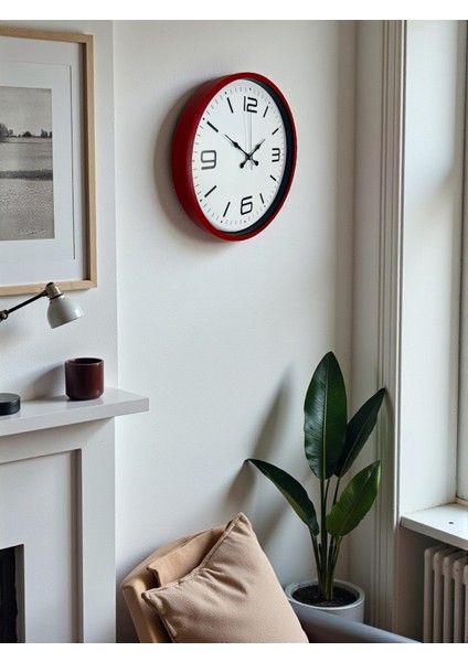 Zentime 36 cm Kırmızı Dekoratif Duvar Saati modelleri