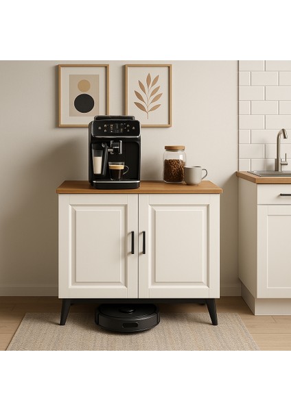 Kahve Köşesi Dolabı ( Derinlik 47 cm ) Çok Amaçlı Dolap Raflı Mutfak Dolabı BKDM007