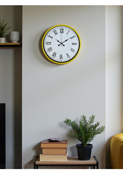 Zentime 36 cm Sarı Dekoratif Duvar Saati