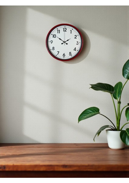 Zentime 36 cm Kırmızı Dekoratif Duvar Saati