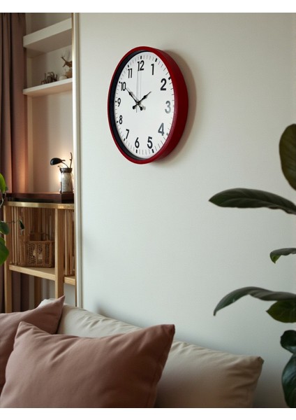 Zentime 36 cm Kırmızı Dekoratif Duvar Saati modelleri