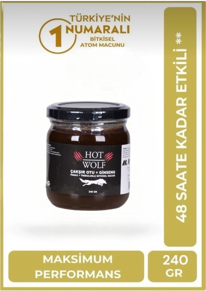 Hot Wolf Ginsengli , Çakşır Otlu , Tongkhat Ali , Epimedium2, Panax , Erkeklere Özel Kuvvet Macunu 240 gr modelleri