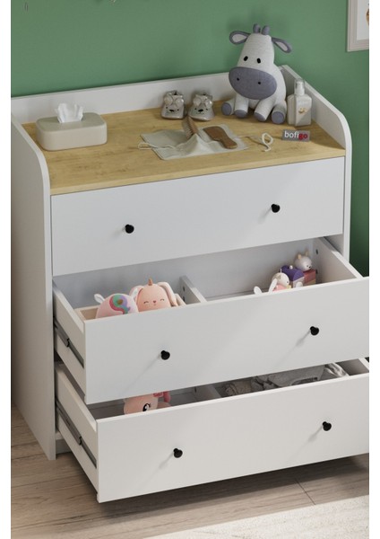 3 Çekmeceli Şifonyer 6 Bölmeli Şifonyer Dolap Yatak Odası Dolabı Begüm Safir Meşe Beyaz modelleri