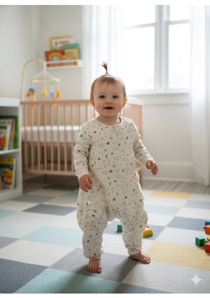 Uzun Kollu Penye Astarlı 4 Kat Müslin Uyku Tulumu (1.5 Tog)