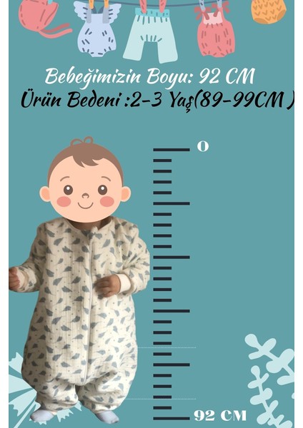 Uzun Kollu Penye Astarlı 4 Kat Müslin Uyku Tulumu (1.5 Tog) fırsatları