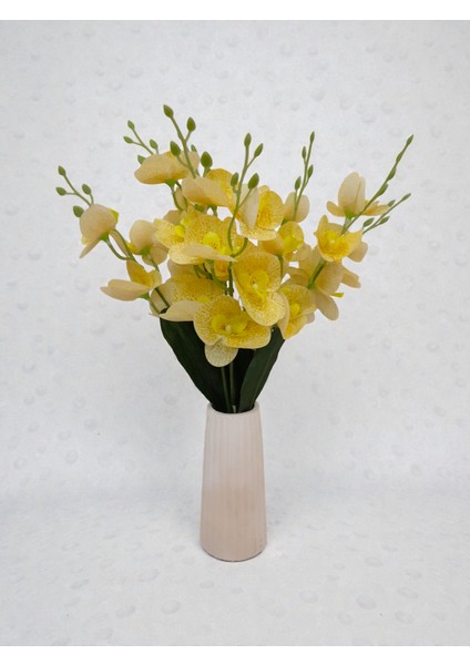 Dekoratif Zarif Sarı Yapay Orkide Demeti