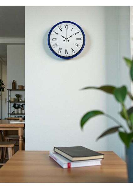 Zentime 36 cm Lacivert Dekoratif Duvar Saati