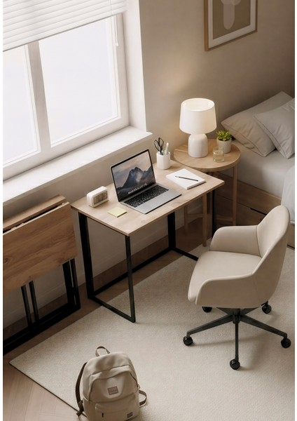 Farden Katlanabilir Pratik Çalışma Masası Bilgisayar Masası Ofis Ders Yemek Masası 80x45cm