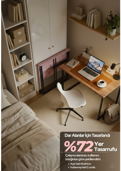 Farden Katlanabilir Pratik Çalışma Masası Bilgisayar Masası Ofis Ders Yemek Masası 80x45cm fırsatları