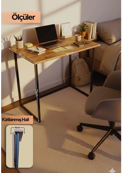 Farden Katlanabilir Pratik Çalışma Masası Bilgisayar Masası Ofis Ders Yemek Masası 80x45cm indirimleri