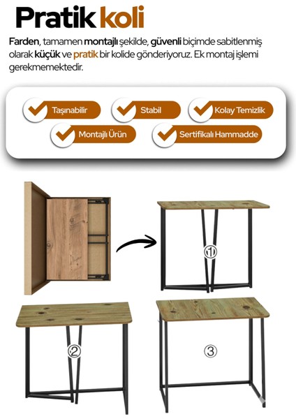 Farden Katlanabilir Pratik Çalışma Masası Bilgisayar Masası Ofis Ders Yemek Masası 80x45cm
