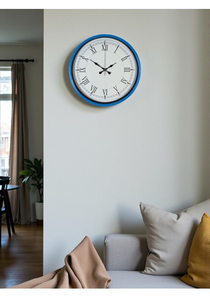 Zentime 36 cm Mavi Dekoratif Duvar Saati