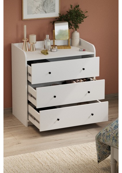 3 Çekmeceli Şifonyer 6 Bölmeli Şifonyer Dolap Yatak Odası Dolabı Begüm Beyaz fiyatları