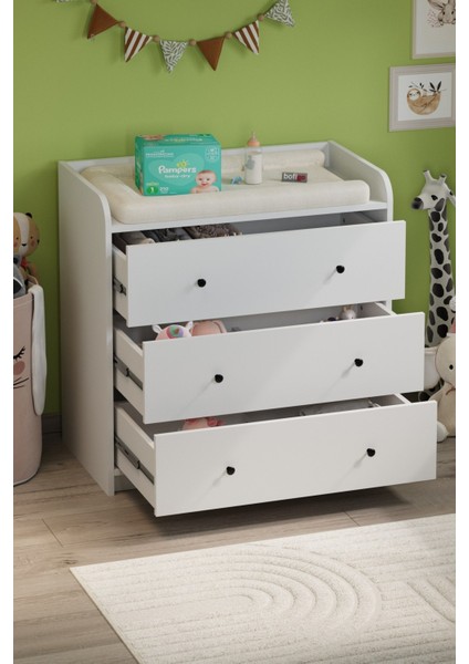 3 Çekmeceli Şifonyer 6 Bölmeli Şifonyer Dolap Yatak Odası Dolabı Begüm Beyaz modelleri