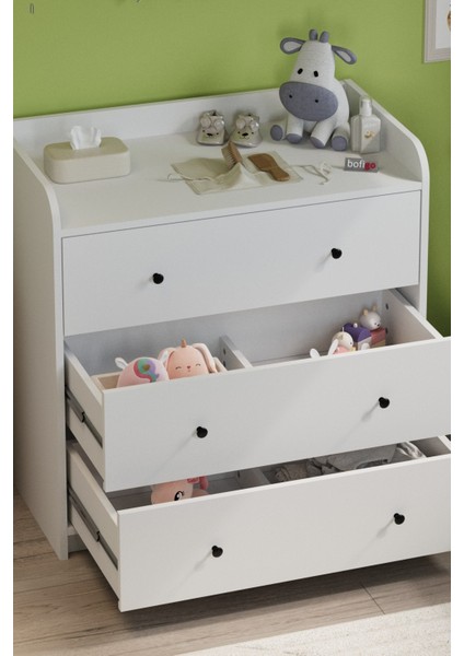 3 Çekmeceli Şifonyer 6 Bölmeli Şifonyer Dolap Yatak Odası Dolabı Begüm Beyaz fırsatları