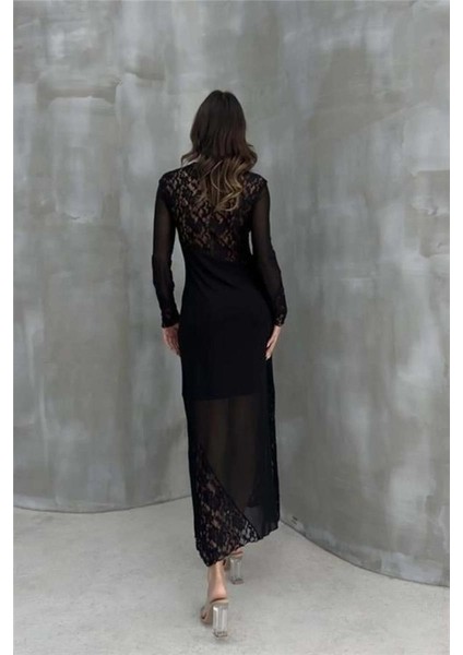 Almond Dantel Detaylı Tül Elbise 2659-8 fiyatları