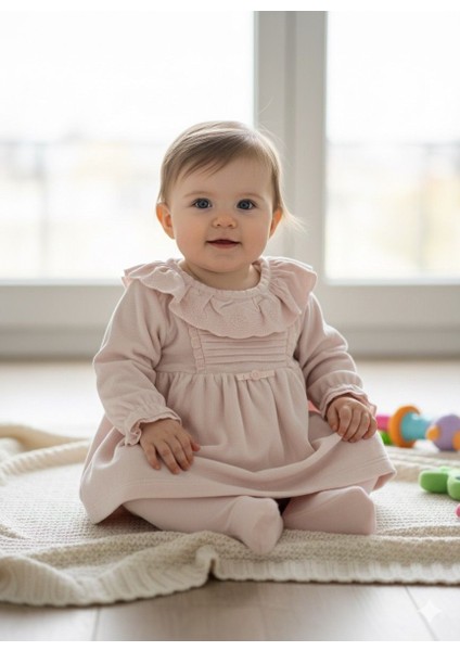 Kadife Dantelli Kız Bebek Elbise fiyatları