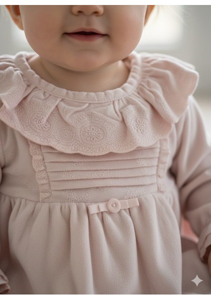 Kadife Dantelli Kız Bebek Elbise modelleri