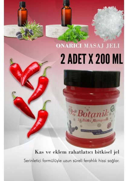 Menthollü Bitkisel Yağlarla Güçlendirilmiş Biberli Tüm Vücut Ağrılarında Etkili Jel 200 ml 2 Adet