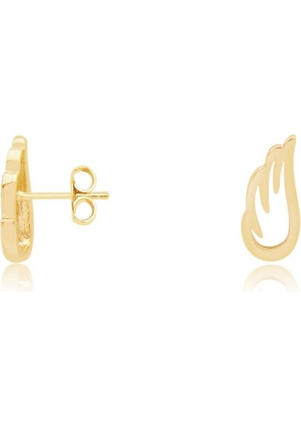 14 Ayar Sarı Altın Melek Kanadı Küpe