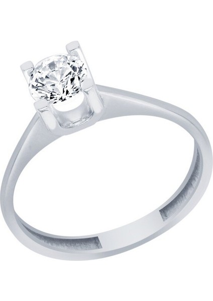Beyaz Altın 14 Ayar Tektaş Yüzük