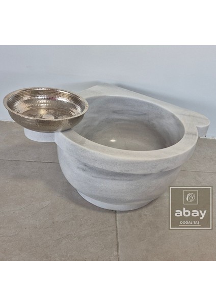 Afyon Beyaz Mermer Köşe Hamam Kurnası