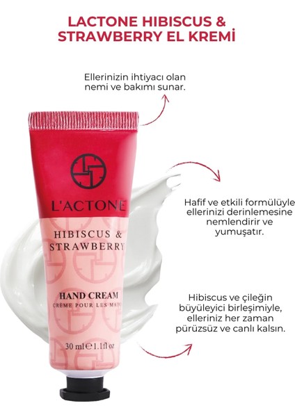 Hibiscus & Strawberry Hand Cream 30 ml / El Kremi - 1 Adet Oje Hediyeli modelleri