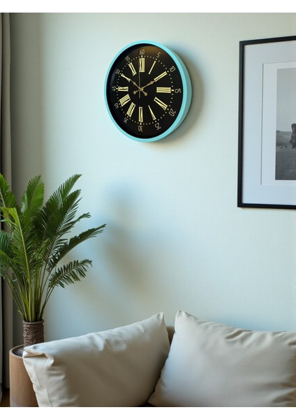 Zentime 36 cm Turkuaz Dekoratif Duvar Saati fırsatları