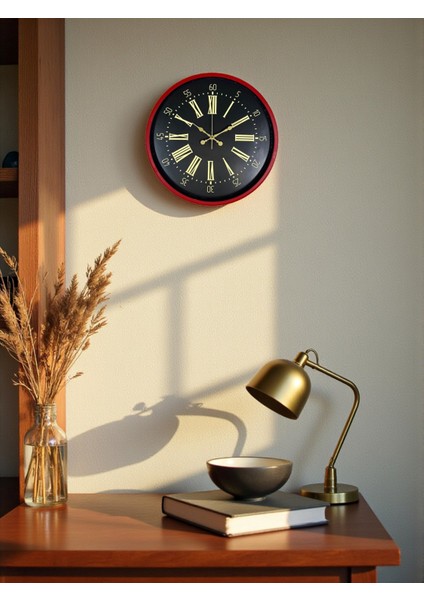 Zentime 36 cm Kırmızı Dekoratif Duvar Saati