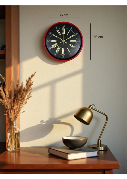Zentime 36 cm Kırmızı Dekoratif Duvar Saati indirimleri