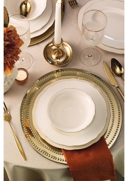 Bone Ilay 24 Parça 6 Kişilik Yemek Takımı Altın