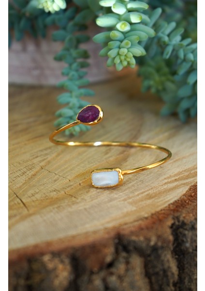 Doğal Taş Inci ve Yakut Ayarlanabilir Helen Bileklik fiyatları