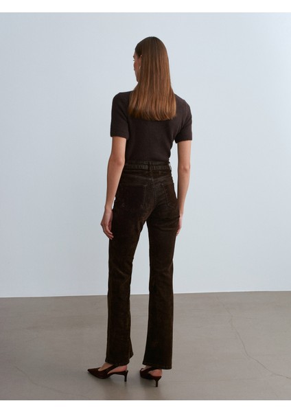 72111 Kadife Flare Pantolon-Kahve modelleri