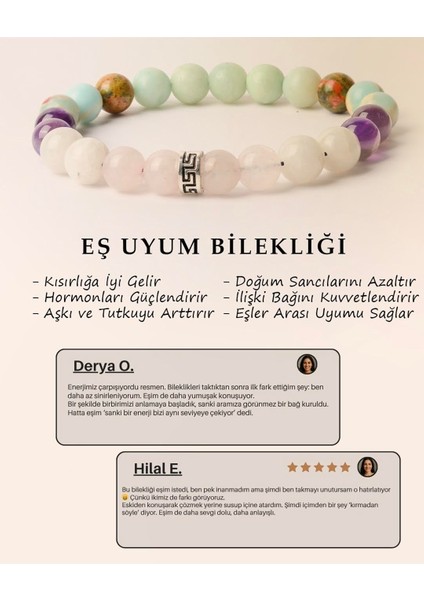 ,%100 Doğal Taş Eş Uyum Bilekliği