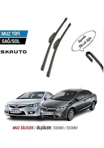 Honda Civic Ön Cam Muz Silecek Takımı (2006-2015)