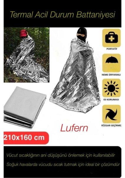 Çift Taraflı Gümüş Acil Durum Battaniyesi Soğuk Sıcak Tutan Termal Yanık Hayatta Kalma Kamp Deprem