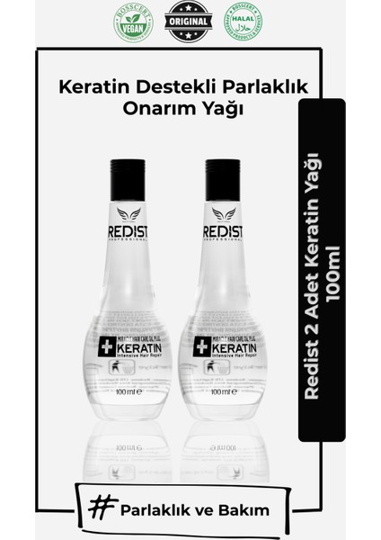 2 Adet Keratin Bakım Yağı 100 ml | Hasarlı Saçlar İçin Keratin Takviyesi