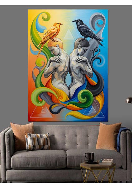 Ikizler Burcu Dekoratif Kanvas - Mdf Ahşap Tablo